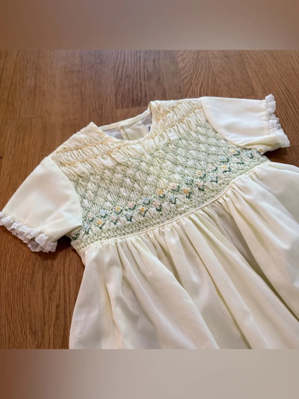 Vintage Polly Flinders 3T Yellow Hand Smocked Dress
